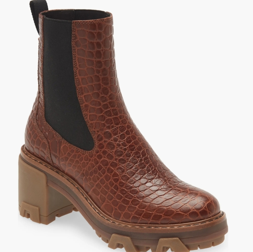 NWOB Rag & Bone Shiloh Croc-Embossed Chelsea Boots Size 37.5/7.5
